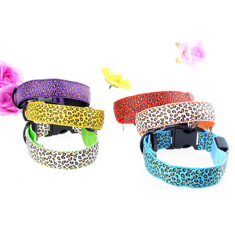 Leopard Print Rechargeable LED Dog Collar