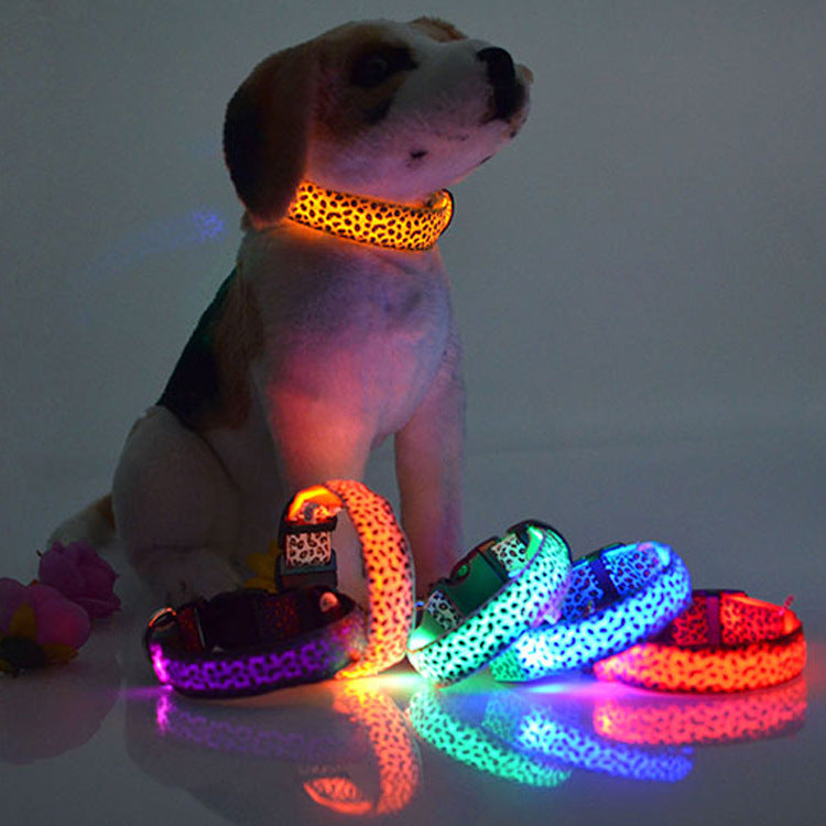 Leopard Print Rechargeable LED Dog Collar