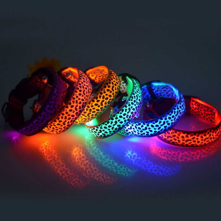 Leopard Print Rechargeable LED Dog Collar