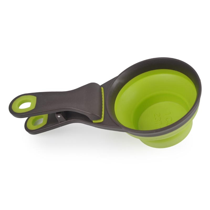 The "Fold-a-Bowl" Multifunctional Folding Silicone Dog Bowl and Feeder with Measuring Cup