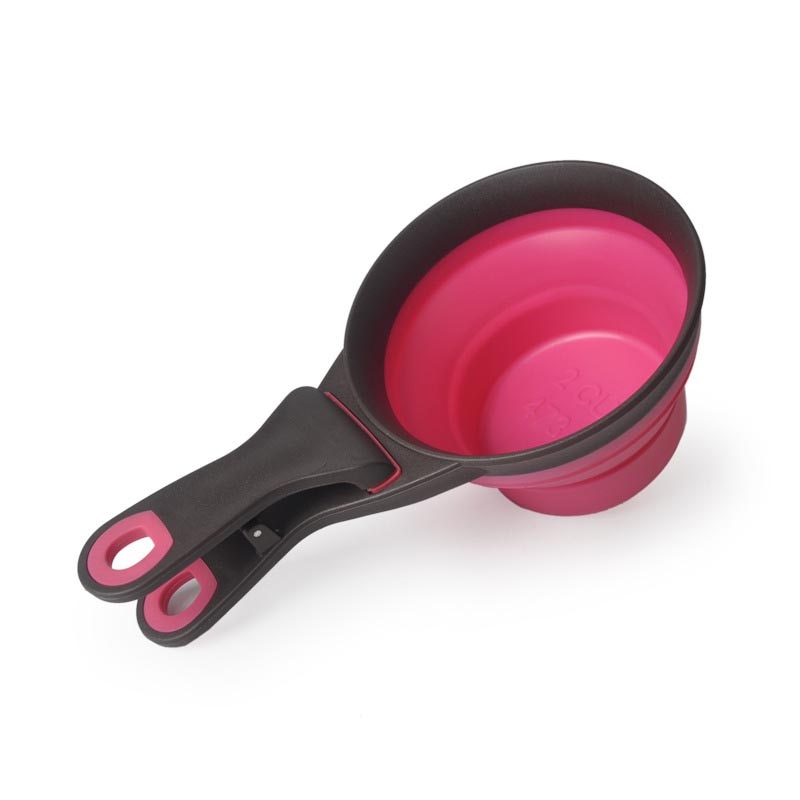 The "Fold-a-Bowl" Multifunctional Folding Silicone Dog Bowl and Feeder with Measuring Cup