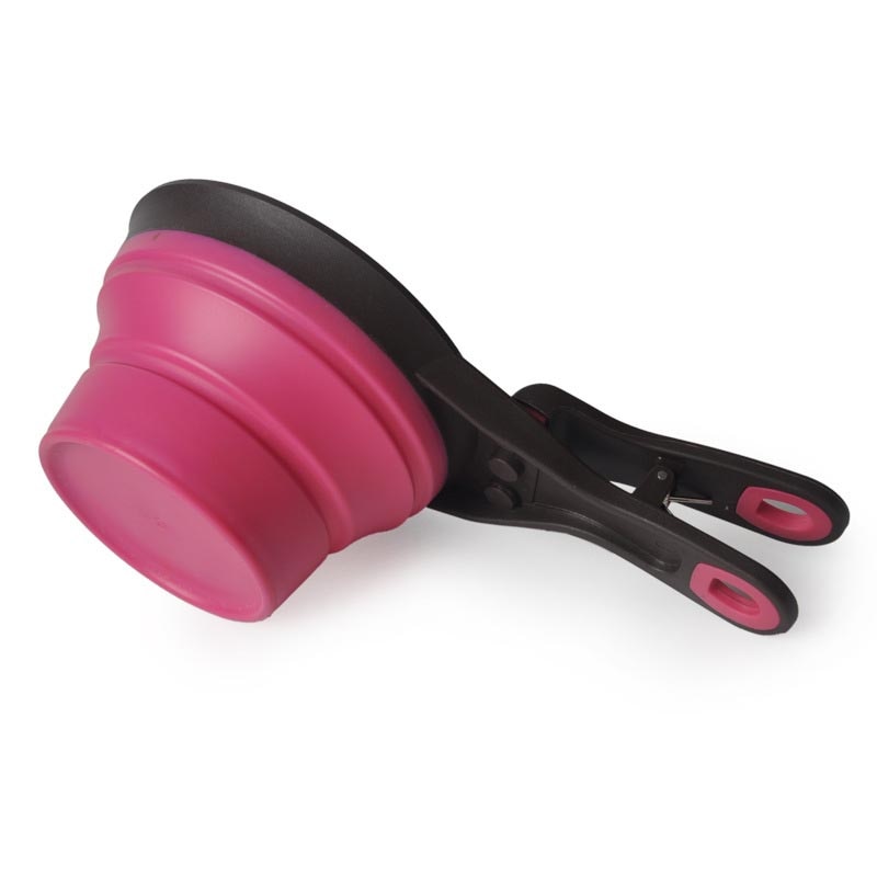 The "Fold-a-Bowl" Multifunctional Folding Silicone Dog Bowl and Feeder with Measuring Cup